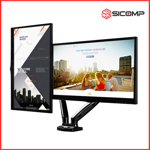 GIÁ TREO (ARM) MÀN HÌNH NORTH BAYOU S400 ( 2 MÀN HÌNH | 17INCH-27INCH | ĐEN | GẮN BÀN)