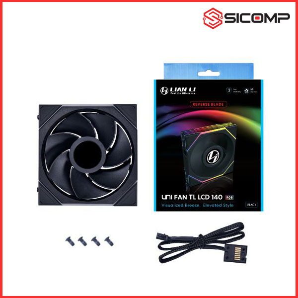FAN TẢN NHIỆT LIAN LI TL120 LCD SINGLE BLACK REVERSE (MÀN HÌNH LCD | LED VÔ CỰC | ĐẢO CHIỀU)