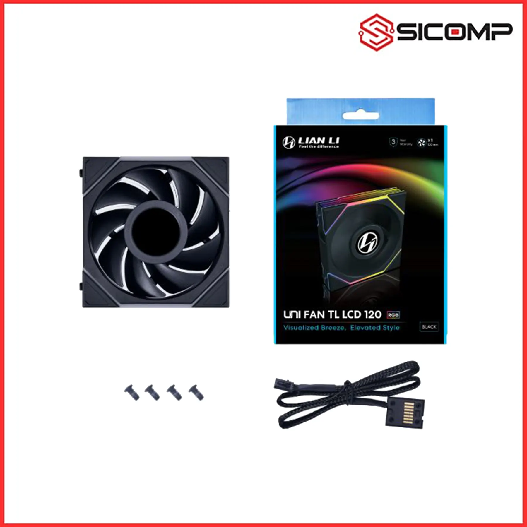 FAN TẢN NHIỆT LIAN LI TL120 LCD SINGLE BLACK (MÀN HÌNH LCD | LED VÔ CỰC )