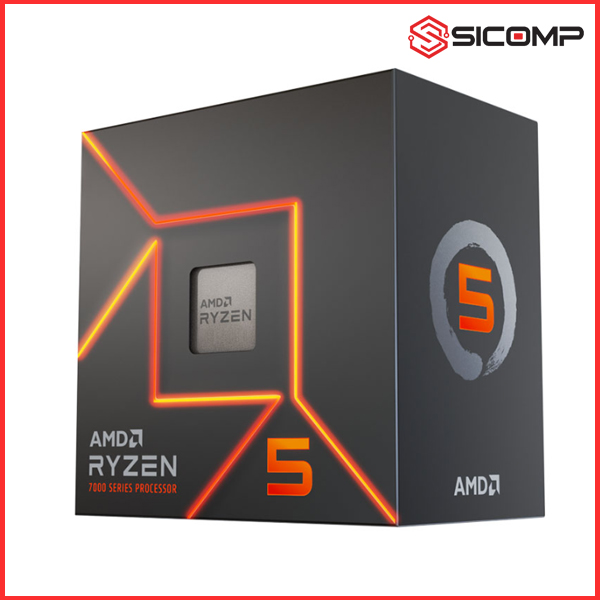 CPU AMD RYZEN 5 7600 BOX HÃNG (3.8 GHZ UPTO 5.1GHZ / 38MB / 6 CORES, 12 THREADS / 65W / SOCKET AM5)