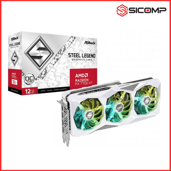 CARD MÀN HÌNH ASROCK AMD RADEON RX 7700XT STEEL LEGEND 12GB OC