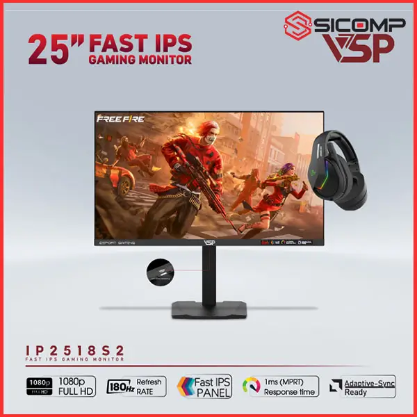 MÀN HÌNH GAMING VSP IP2518S2 (24.5 INCH - FULL HD - FAST IPS - 180HZ - 1MS - PHẲNG)
