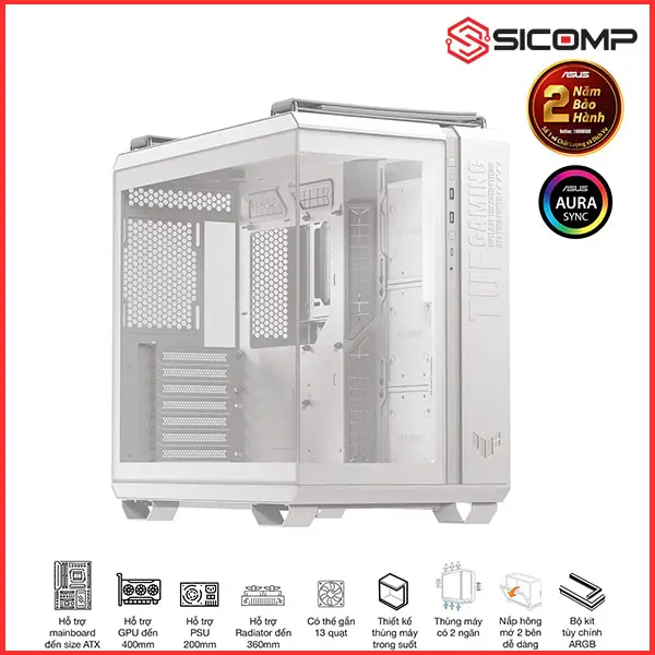 VỎ CASE ASUS TUF GAMING GT502 HORIZON WHITE