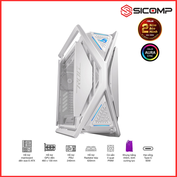 VỎ CASE GR701 ROG HYPERION WHITE EDITION (EATX/FULL TOWER/ Màu Trắng)