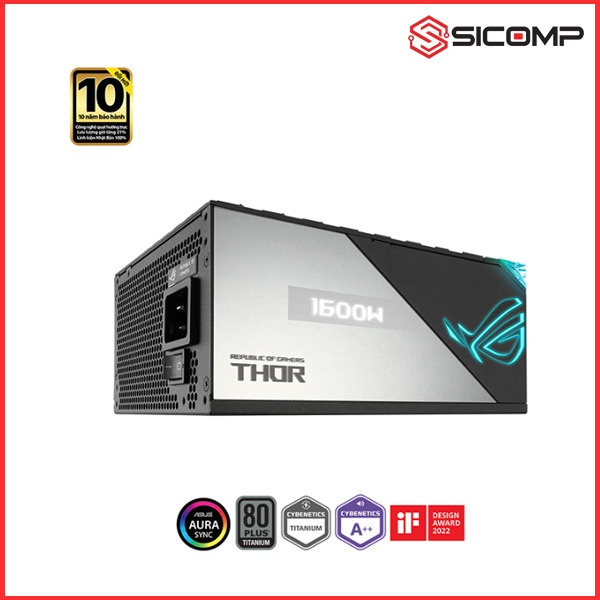 NGUỒN ASUS ROG THOR 1600T GAMING TITANIUM - 1600W (MÀU ĐEN/80 PLUS TITANIUM / FULL MODULAR)