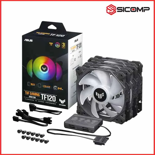FAN ASUS TUF GAMING TF120 ARGB 3IN1 ( PACK 3FAN 120MM/ CÓ HUB))