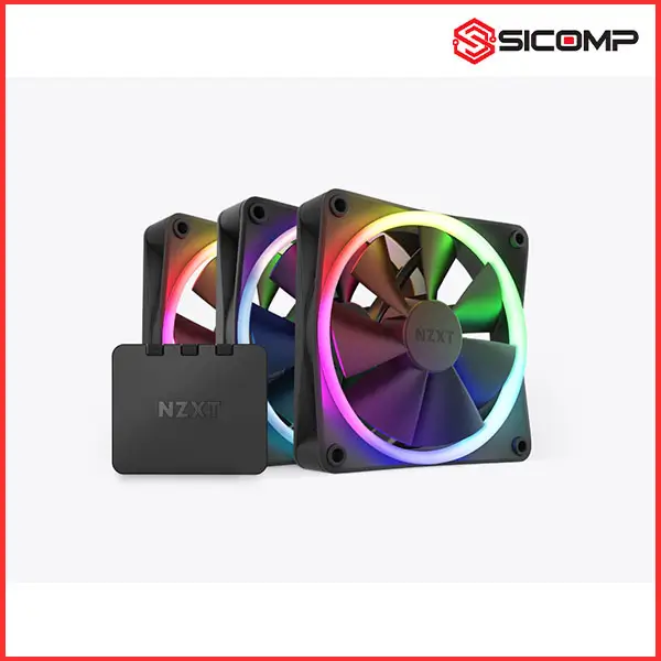 FAN NZXT F120RGB BLACK - TRIPLE (PACK 3 FAN RGB 120MM/ CÓ HUB)