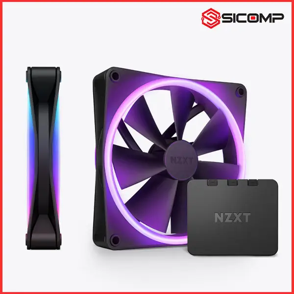 FAN NZXT F140RGB DUO BLACK - TWIN (PACK 2 FAN RGB 140MM/ CÓ HUB)