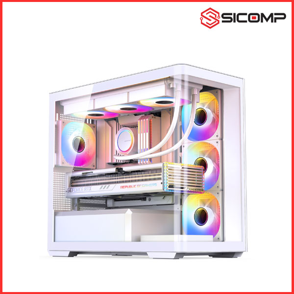 VỎ CASE JONSBO D300 WHITE ( MATX, MÀU TRẮNG, KÍNH CONG)
