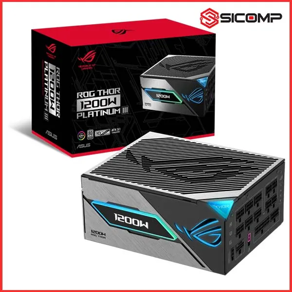 NGUỒN ASUS ROG THOR 1200P3 GAMING PLATINUM - 1200W (MÀU ĐEN/80 PLUS TITANIUM / FULL MODULAR)
