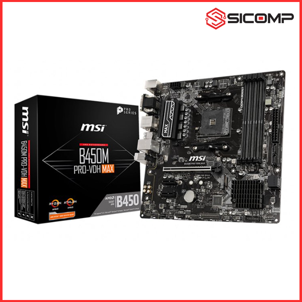 MAINBOARD MSI B450M PRO VDH MAX (AMD B450, SOCKET AM4, M-ATX, 4 KHE RAM DDR4)