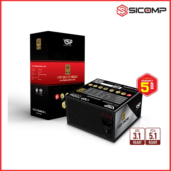 NGUỒN VSP VXP750SGVN - 80 PLUS GOLD 750W ATX 3.1/ PCIe5.1  (FULL MODULAR)
