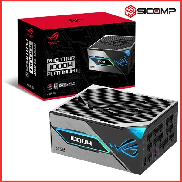 NGUỒN ASUS ROG THOR 1000P3 GAMING PLATINUM - 1000W (MÀU ĐEN/80 PLUS PLATINUM / FULL MODULAR)