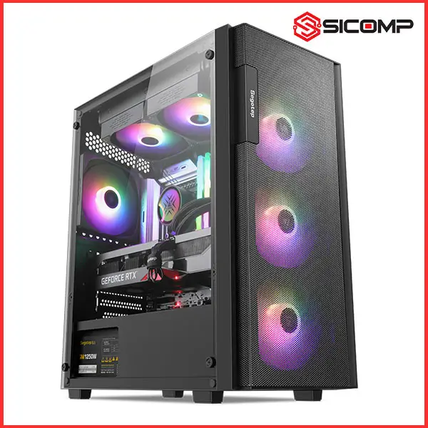 VỎ CASE SEGOTEP AXE 5 BLACK (M-ATX / MID TOWER / MÀU ĐEN / KÈM 4 FAN RGB)