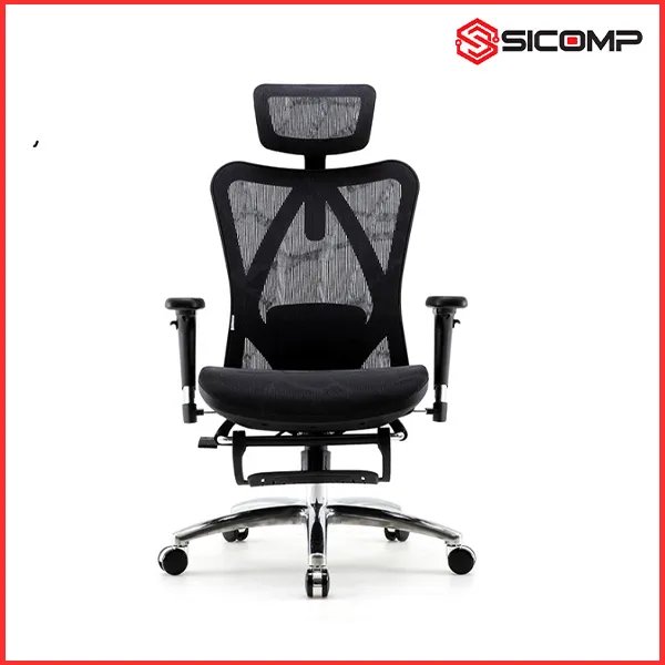 GHẾ CÔNG THÁI HỌC SIHOO M57B-N101 (KHUNG ĐEN, LƯỚI ĐEN)