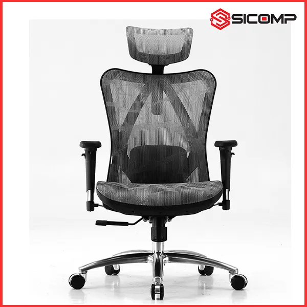 GHẾ CÔNG THÁI HỌC SIHOO M57-N102 BLACK FRAME GREY MESH (KHUNG ĐEN, LƯỚI XÁM)