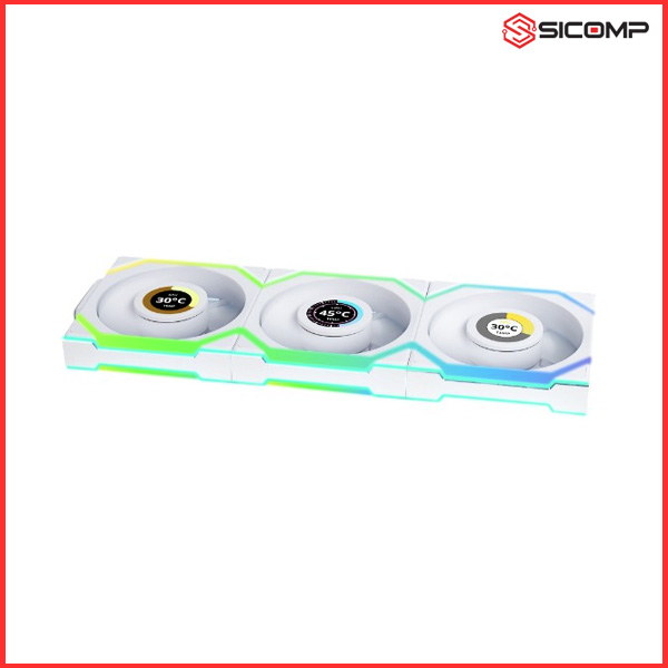 FAN LIAN-LI UNI FAN SL WIRELESS LCD 120 TRIPLE WHITE (BỘ 3 FAN XUÔI / NGƯỢC)