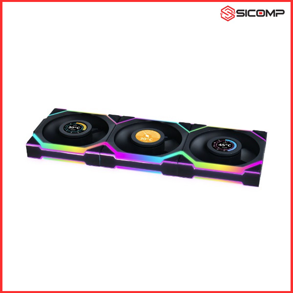 FAN LIAN-LI UNI FAN SL WIRELESS LCD 120 TRIPLE BLACK (BỘ 3 FAN XUÔI / NGƯỢC)