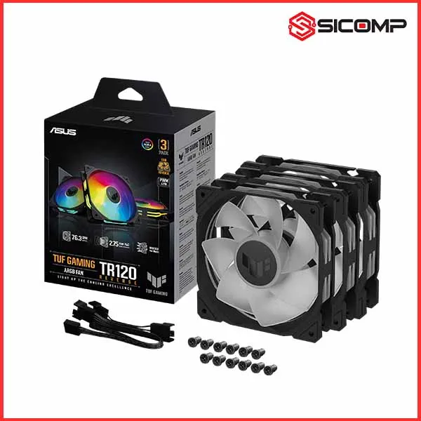 FAN TẢN NHIỆT ASUS TUF GAMING TR120 ARGB REVERSE FAN  - TRIPLE PACK (PACK 3 FAN ARGB 120MM)