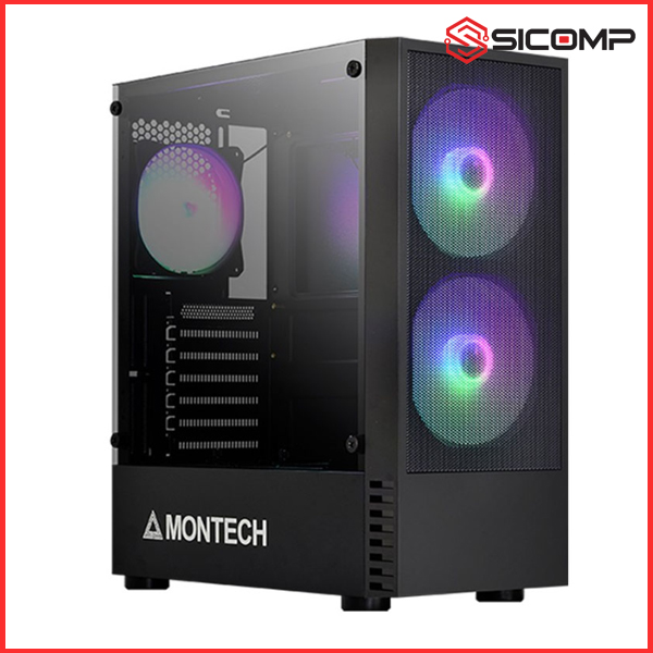 VỎ CASE MONTECH X2 MESH - BLACK (3 FAN LED RGB CÀI ĐẶT SẴN)