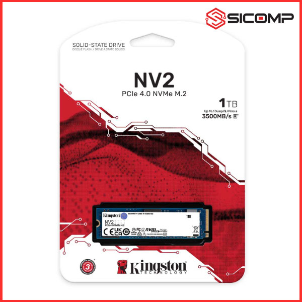 Ổ CỨNG SSD KINGSTON NV2 1TB NVME M.2 2280 PCIE GEN 4X4 (ĐỌC 3500MB/S - GHI 2100MB/S)