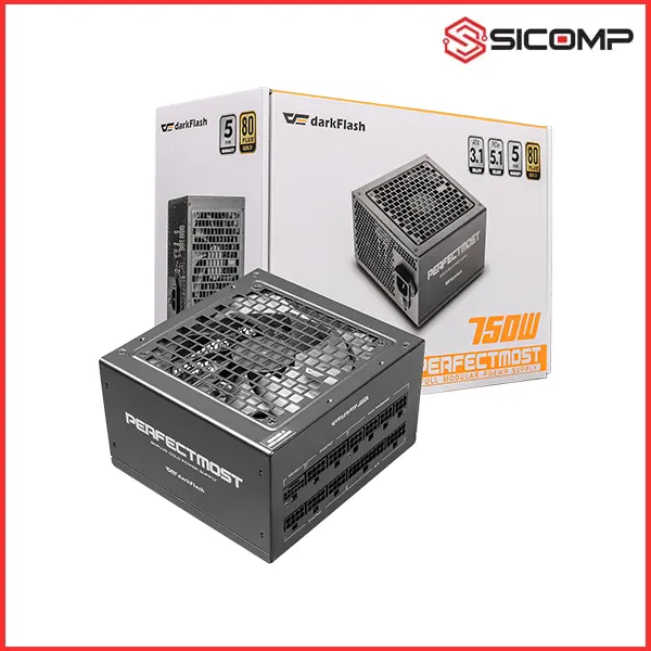 NGUỒN DARKFLASH PMT 750 GOLD FULL MODULAR (ATX 3.1, PCIe 5.1 80 Plus Gold) - DÂY CÁP ĐEN CAO CẤP DẬP VẨY CÁ