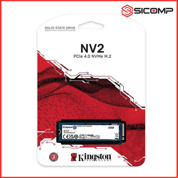 Ổ CỨNG SSD KINGSTON NV2 250GB NVME M.2 2280 PCIE GEN 4X4 (ĐỌC 3000MB/S - GHI 1300MB/S)
