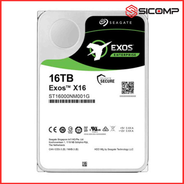 Ổ CỨNG HDD SEAGATE EXOS X16 16TB (3.5 INCH, SATA 6Gb/s, 256MB CACHE, 7200RPM)
