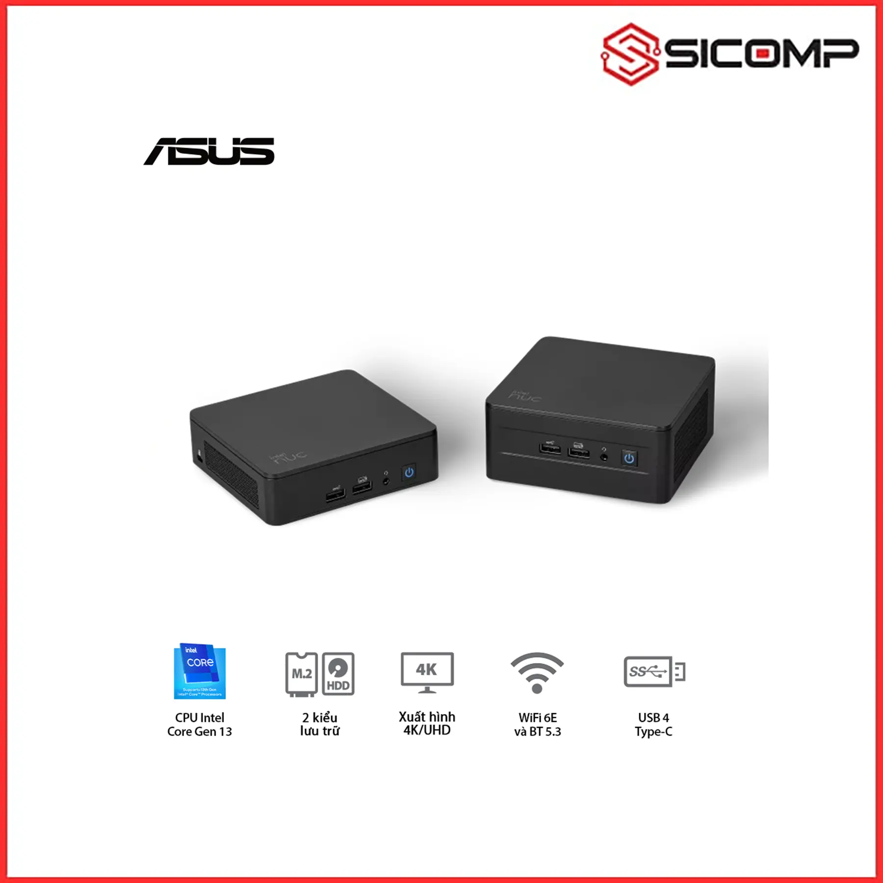 MÁY TÍNH MINI PC NUC 13 PRO TALL NUC13ANHI5 ( I5-1340P / 2 X DDR4-3200 / 3 X NVME, SATA / 2 X HDMI 2.1 / 2 X DP 1.4A / VESA MOUNT )