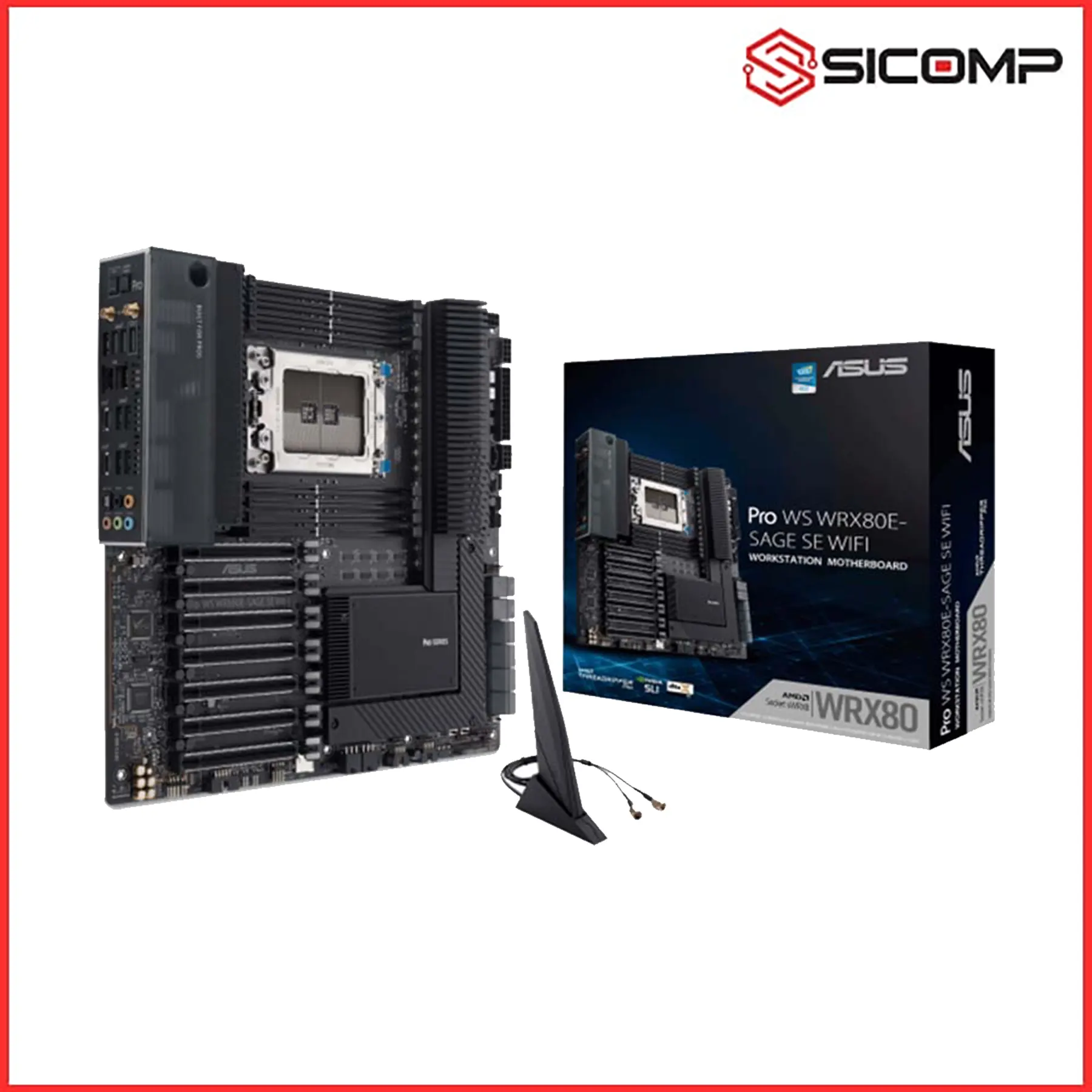 MAINBOARD ASUS PRO WS WRX80E-SAGE SE WIFI LIKE NEW (AMD WRX80, sWRX8, EEB, 8 KHE DDR4)