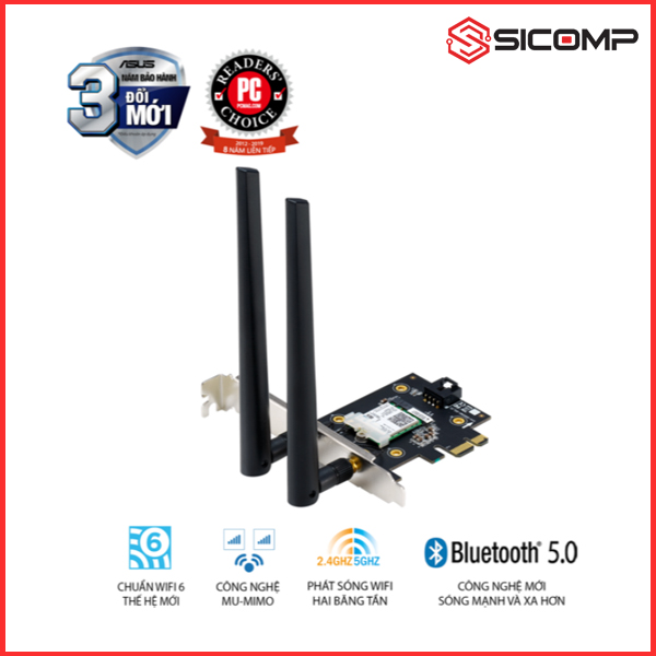 Thiết bị định tuyến không dây ASUS PCE-AX3000 Adapter PCI-E AX3000 WiFi6 (Tray)