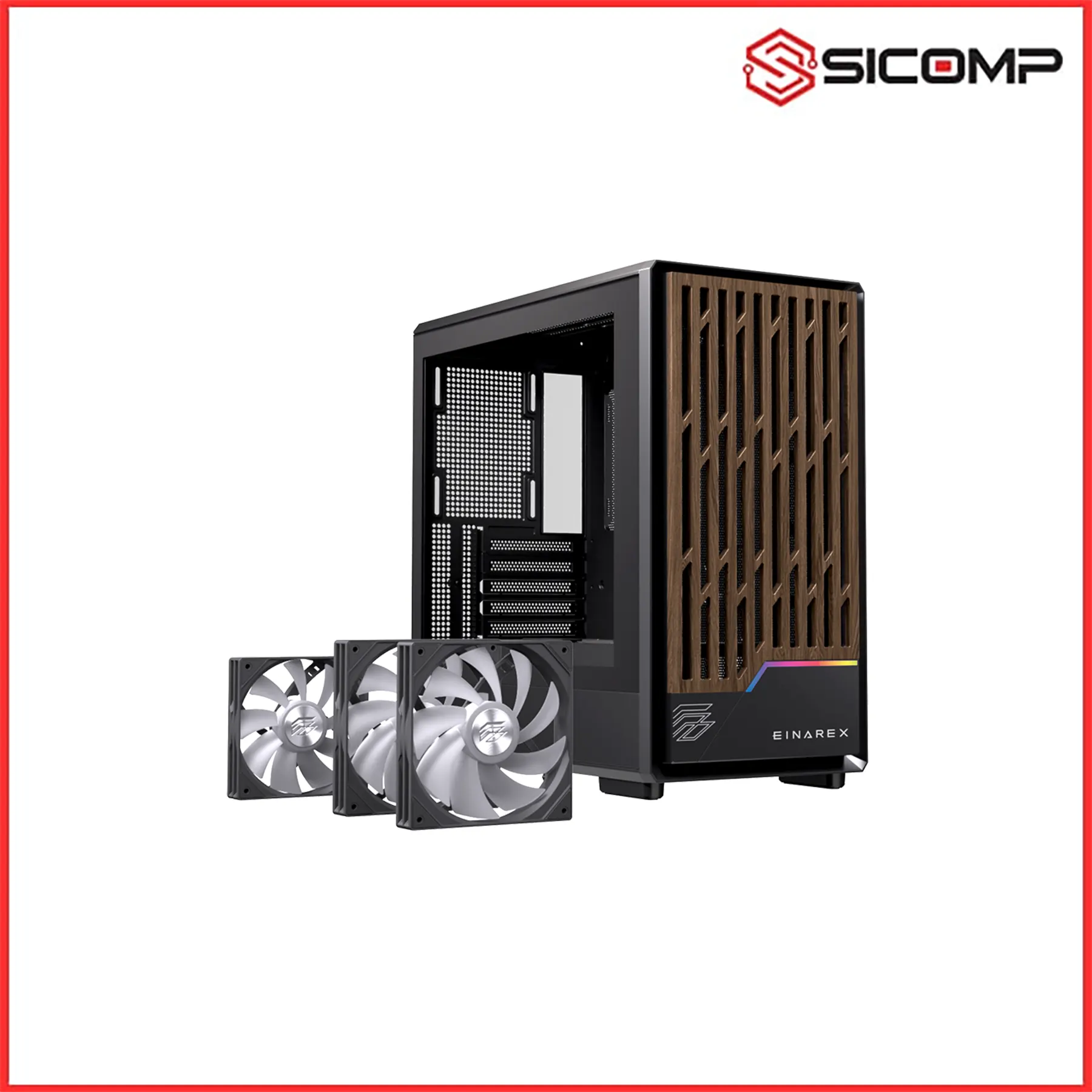 VỎ CASE EINAREX PM400 RGB WHITE (Sẵn 3 fan RGB)