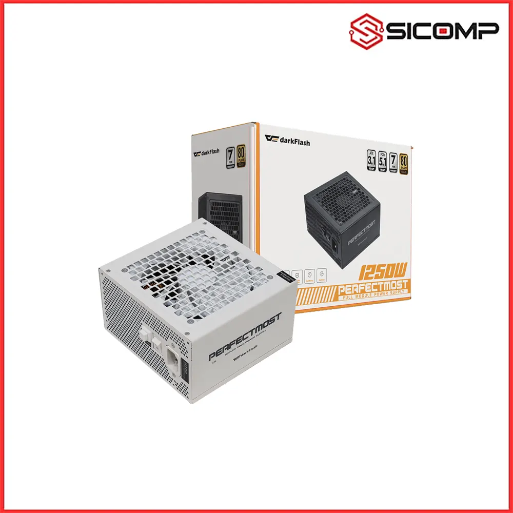NGUỒN DARKFLASH PMT850 850W WHITE EDITION (ATX 3.1 - PCIE 5.1 80 PLUS GOLD - FULL MODULAR)