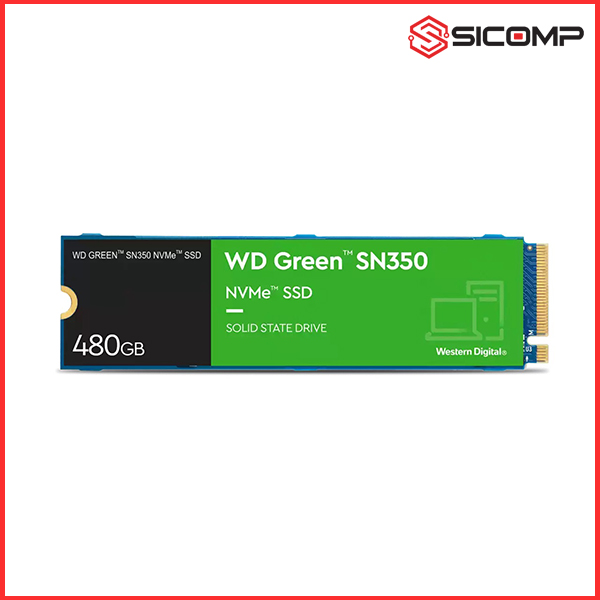 Ổ CỨNG SSD WESTERN DIGITAL GREEN SN350 480GB PCIE GEN3 X4 NVME M.2 2280 (ĐỌC 2400MB/s - GHI 1650MB/s)