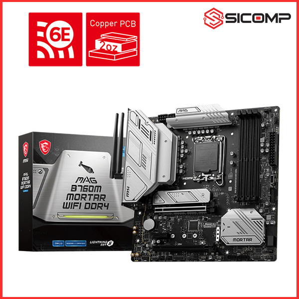 MAINBOARD MSI MAG B760M MORTAR WIFI DDR4 (INTEL B760 | LGA1700 | M-ATX | 4 KHE RAM DDR4 | WIFI 6E)