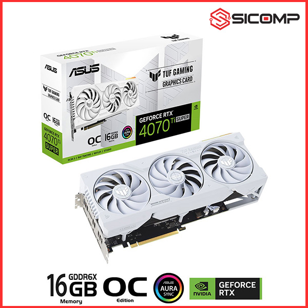 CARD MÀN HÌNH ASUS TUF GAMING GEFORCE RTX 4070 TI SUPER 16GB GDDR6X WHITE OC EDITION