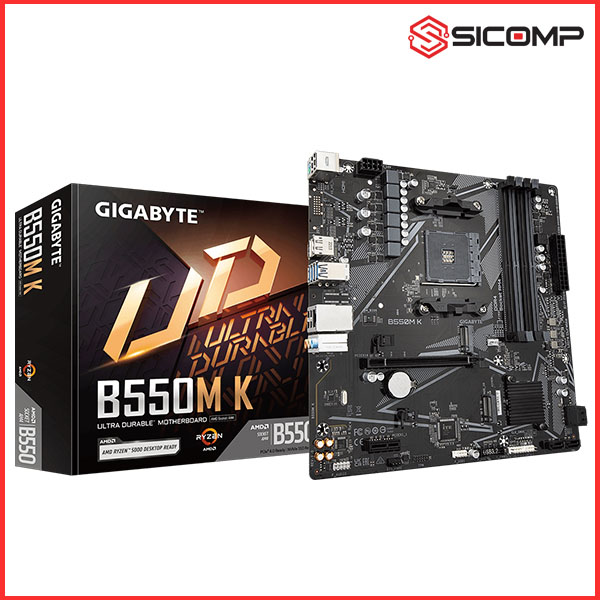 MAINBOARD GIGABYTE B550M K (AMD B550, SOCKET AM4, M-ATX, 4 KHE RAM DDR4)