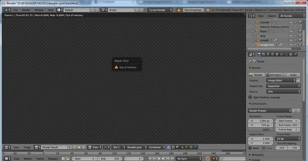 Xử lý lỗi Cycles Out of memory khi render GPU trong Blender