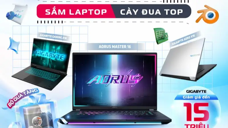 Khuyến mãi Laptop GIGABYTE: Back To Work - Sắm Laptop, Cày Đua Top