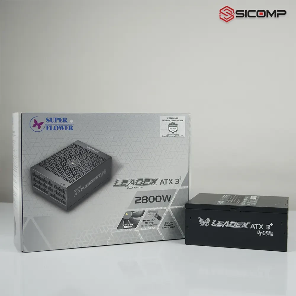Nguồn máy tính Super Flower Leadex Titanium 2800W cấp điện cho siêu máy trạm 7 card RTX 5090