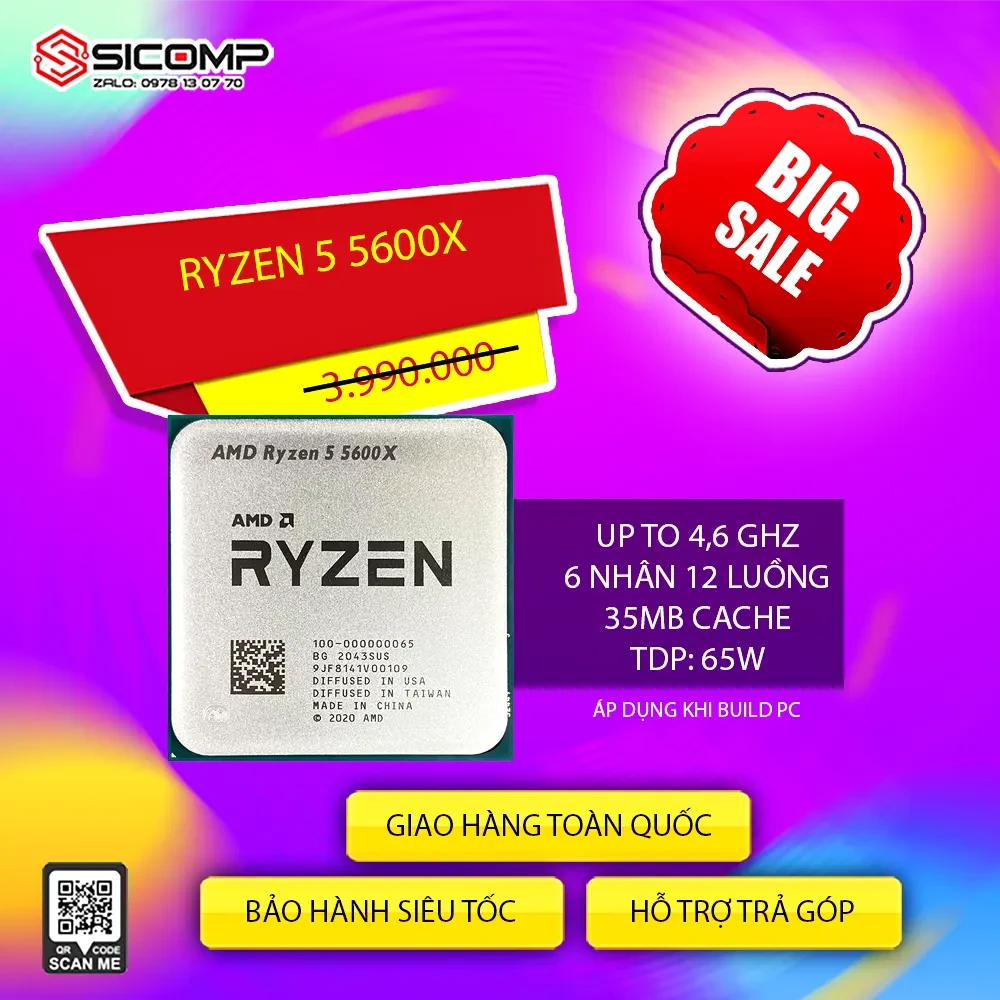 CPU AMD RYZEN 5 5600X TRAY ( 6 CORES / 12 THREADS | 35 MB CACHE ) - FULL VAT
