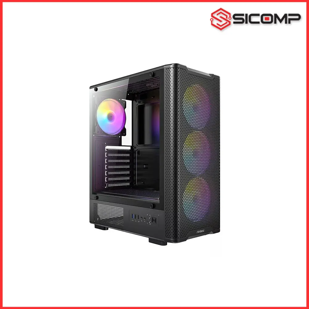 Thùng máy vỏ case Antec VX310 RGB Elite Black tối ưu luồng gió đối lưu thông thoáng
