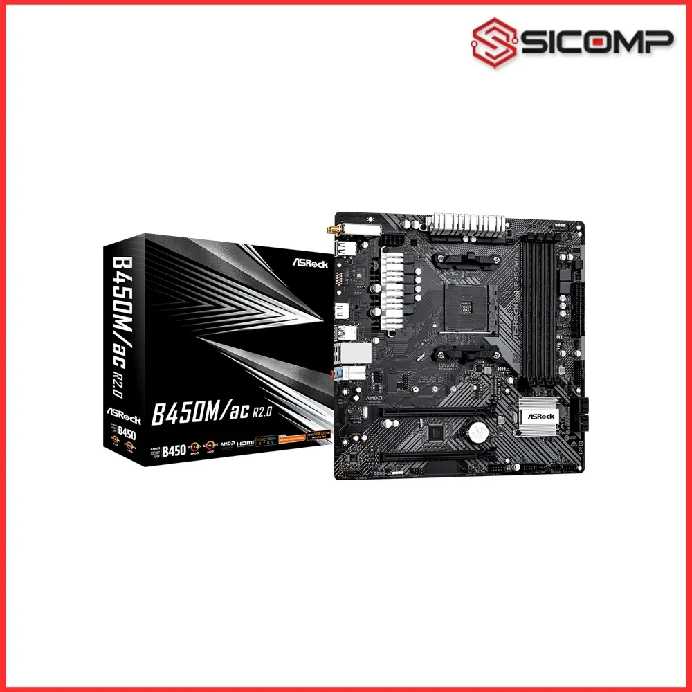 Bo mạch chủ ASRock B450M/ac R2.0 chính hãng phân khúc giá rẻ