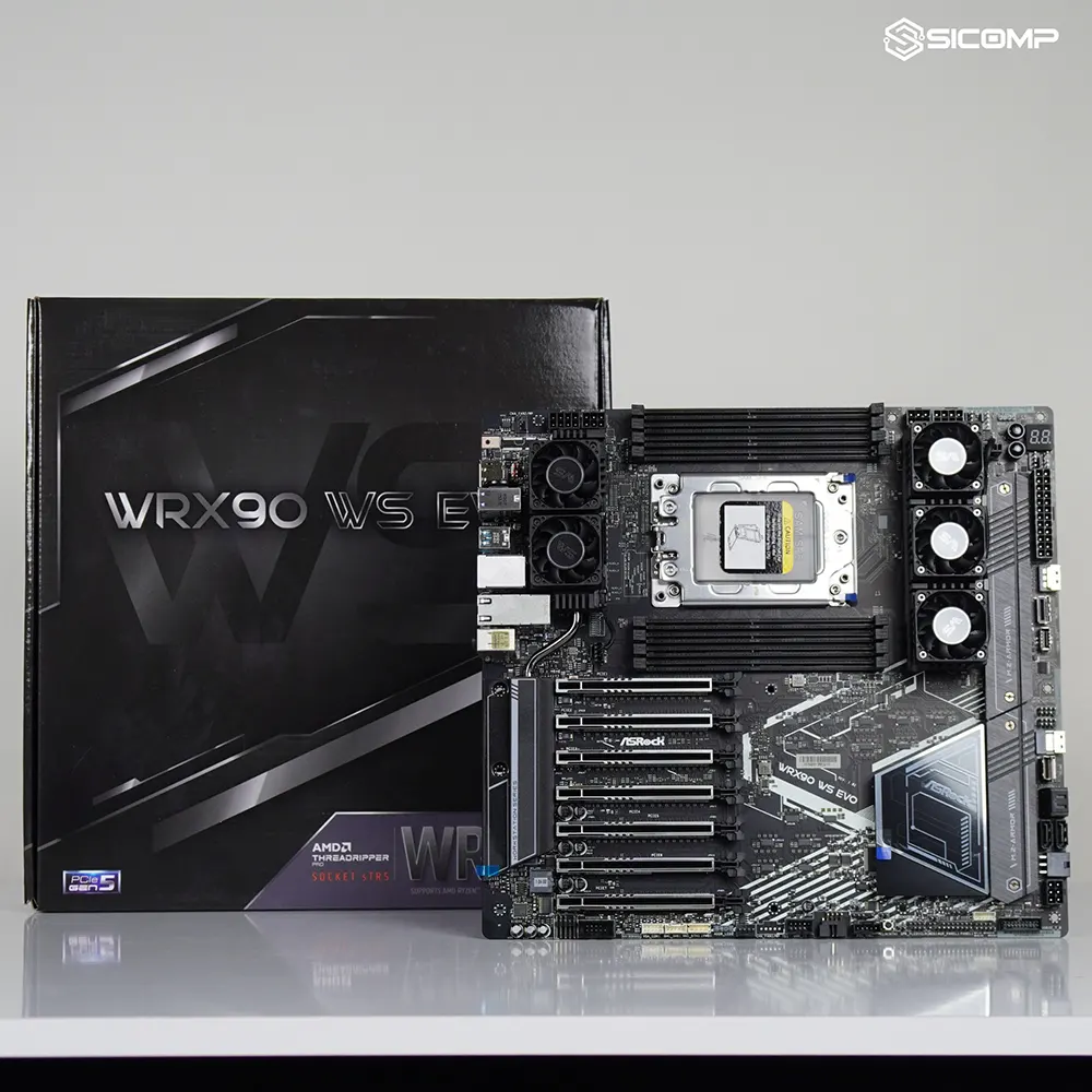 Tổng quan thiết kế cơ bắp của bo mạch chủ máy trạm ASRock WRX90 WS EVO chính hãng