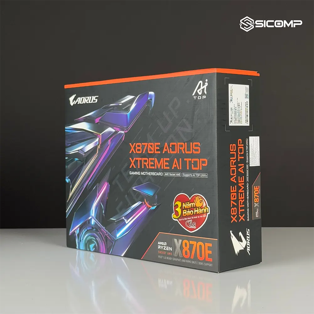 Tổng quan thiết kế hầm hố của bo mạch chủ GIGABYTE X870E AORUS XTREME AI TOP chính hãng