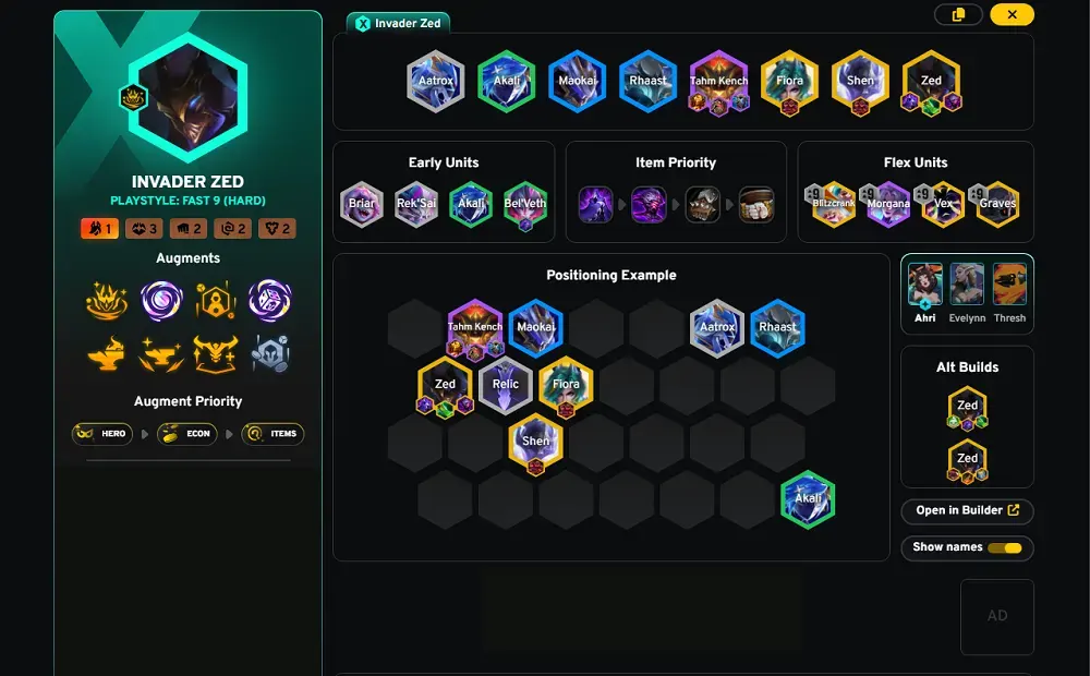 Form bài Exodia Zed hoàn chỉnh Bộ khung đội hình hoàn thiện cấp độ 9