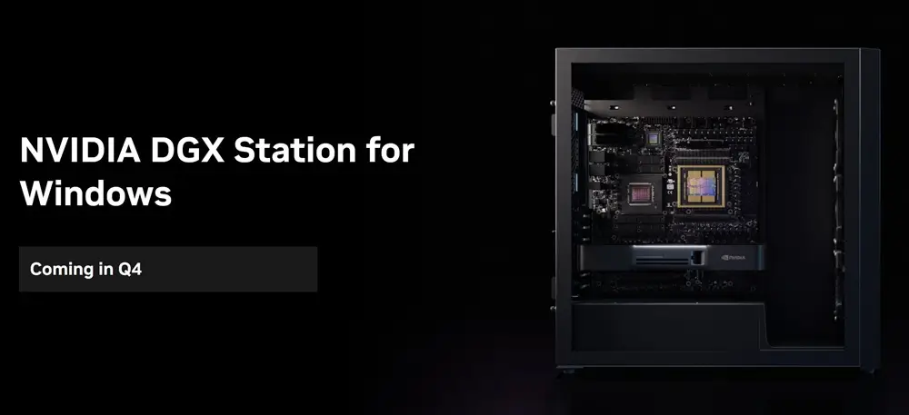 Máy trạm tính toán AI NVIDIA DGX Station phiên bản Windows trang bị siêu chip GB300