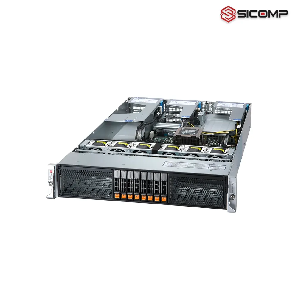 Mật độ 4 GPU Double-Width và phân bổ làn PCIe 5.0 trên máy chủ Leadtek GS2055ST