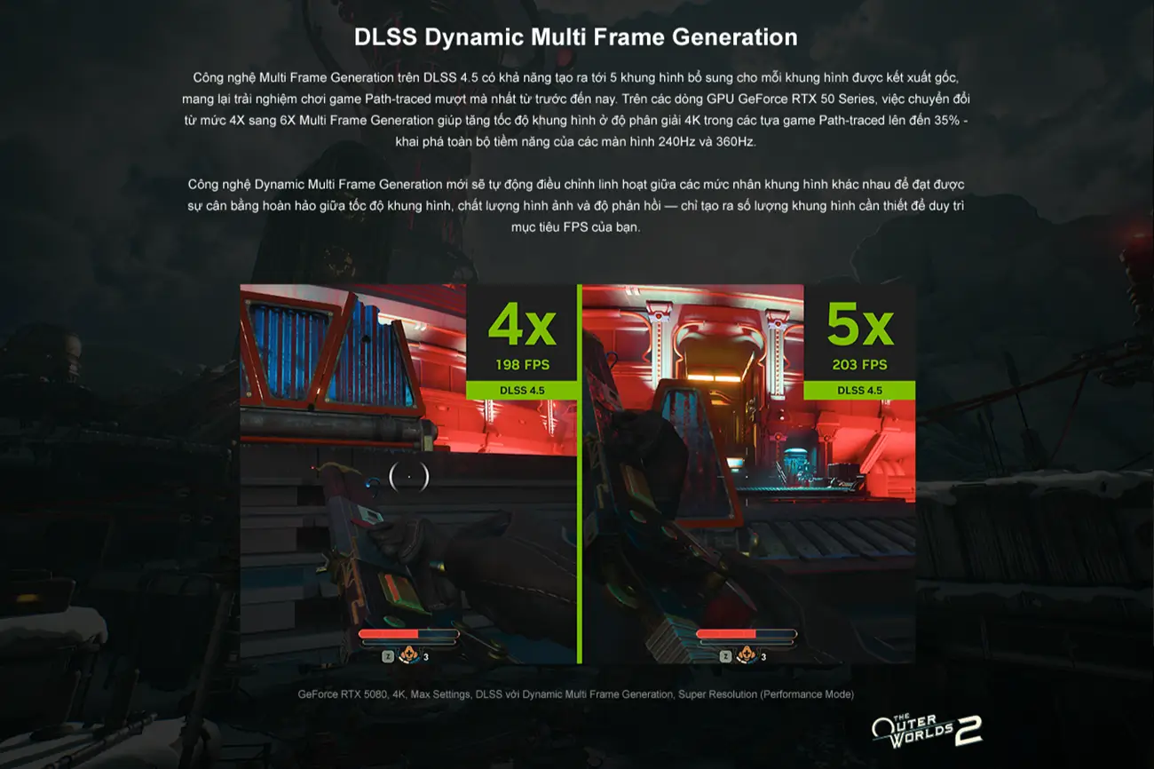 So sánh 4X và 5X Multi Frame Generation
