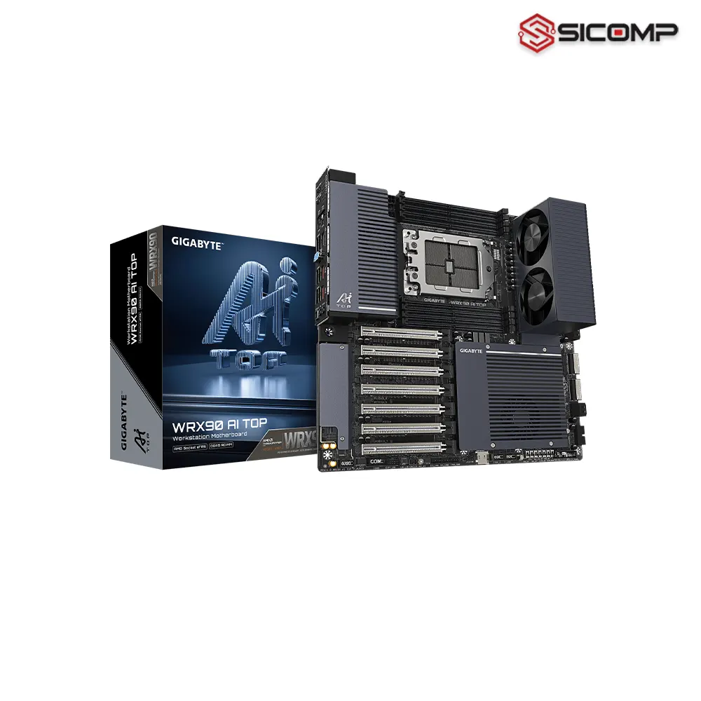 Bo mạch chủ máy trạm GIGABYTE WRX90 AI TOP hỗ trợ AMD Ryzen Threadripper PRO